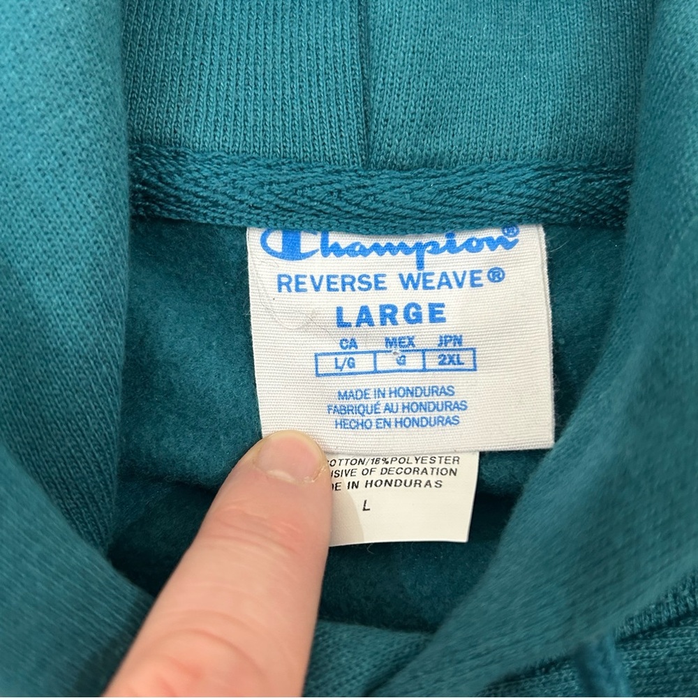 Champion Life Reverse Weave Teal Heavyweight Pullover Hoodie Sweatshirt Men’s L - Picture 4 of 12